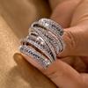 Full Diamond Crushed Ice Wrapped Cubic Zirconia Copper Ring for Women Bling Twisted Vine Sparkle Stackable Finger Jewelry