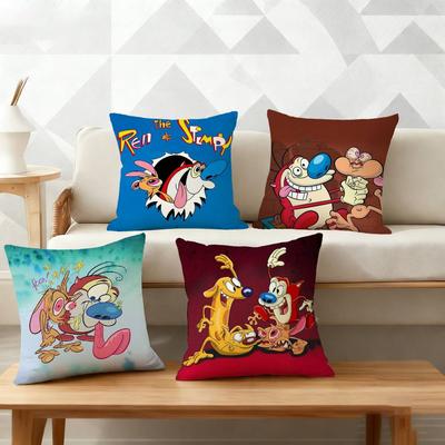 The RRen and Stimpy Show Pillow Case Pattern Printed Pillowcase For Living Room Sofa Cushion Cover