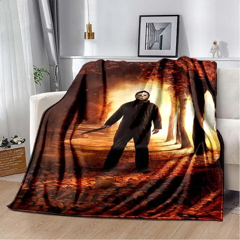 Horror movie character M-Michael Myers Halloween Home Bed Blanket Comfortable Portable Bedroom Sofa Picnic Blanket Gift