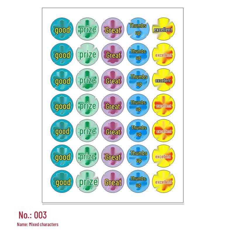 Children's Reward Stickers: Self-Adhesive, Red Flower, Thumbs Up, Smiley Face, Cartoon Designs for Primary School and Kindergarten.