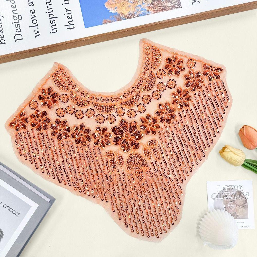 Heavy Duty Frontal Rhinestone Applique Embroidery Lace Fabric Sticker  Women's Accessory Patch