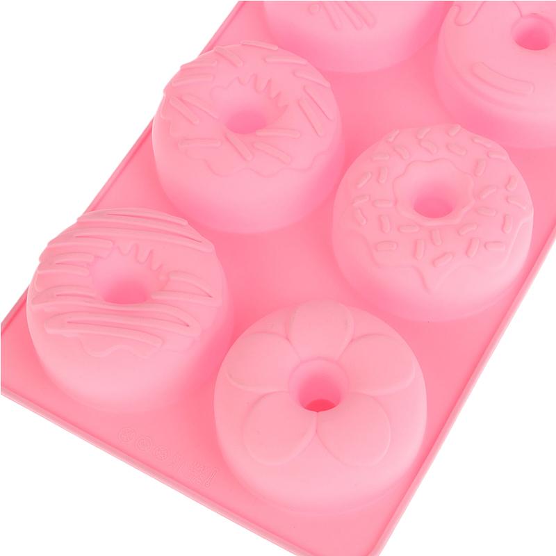 Silicone Donut Mold 6 Cavity Chocolate Mold Pastry Bread Cake Mould Non-Stick Dessert Mold Diy Baking Tray Doughnut Making Tool