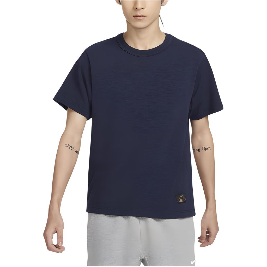 Nike Einfarbiger lässiger Pullover Strick Rundhals Kurzarm T-Shirt Herren Tops Marineblau FN2646-451