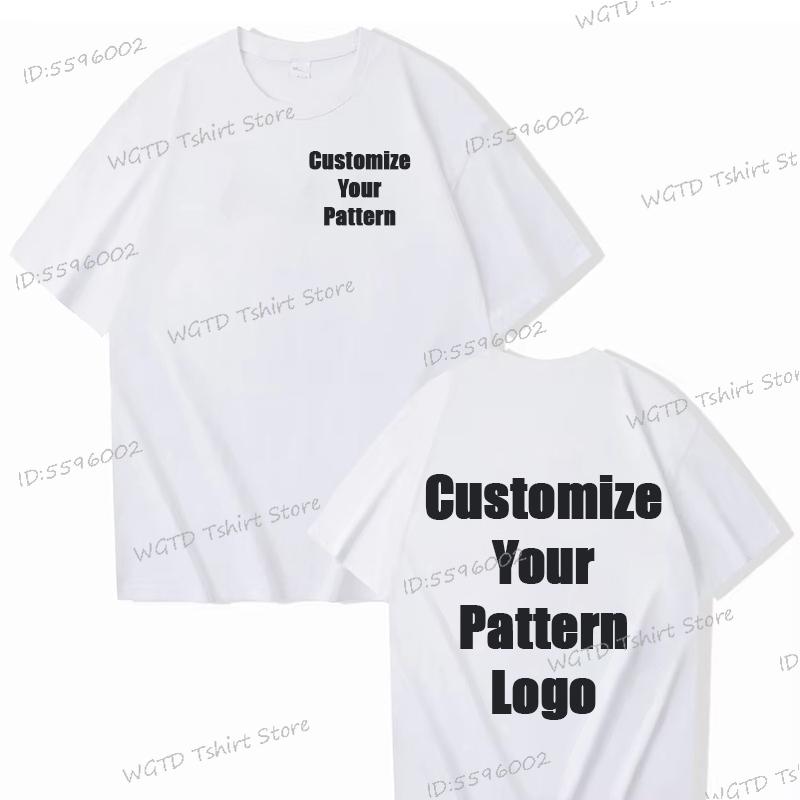 Tops Custom Diy Logo Cotton T-shirt Unisex Fashion Casual Tops Customize Pattern Logo Summer Tops Men Women Street Wear Clothes