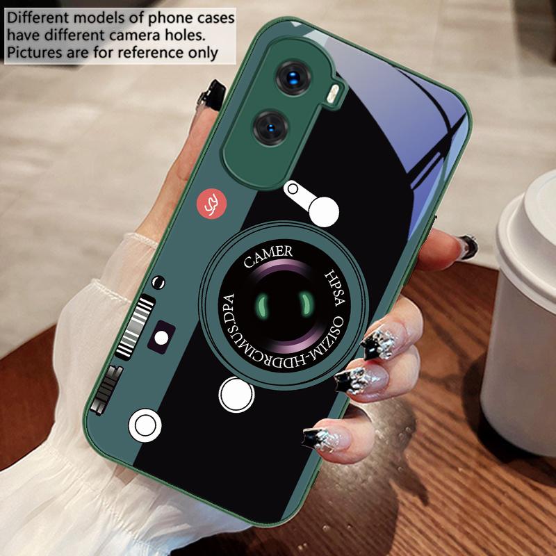 

Dark green camera pattern For Honor 30 50 50SE 70 Pro 90 200 200Pro Magic 4 5 7 Lite X9c Smart X50i Plus X9 X30 Glass Phone Case Honor 50