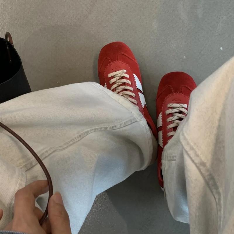 Sneakers Leather Forrest Gump Shoes Women Casual  High quality Retro Lace-up German Training Flat Shoes Women