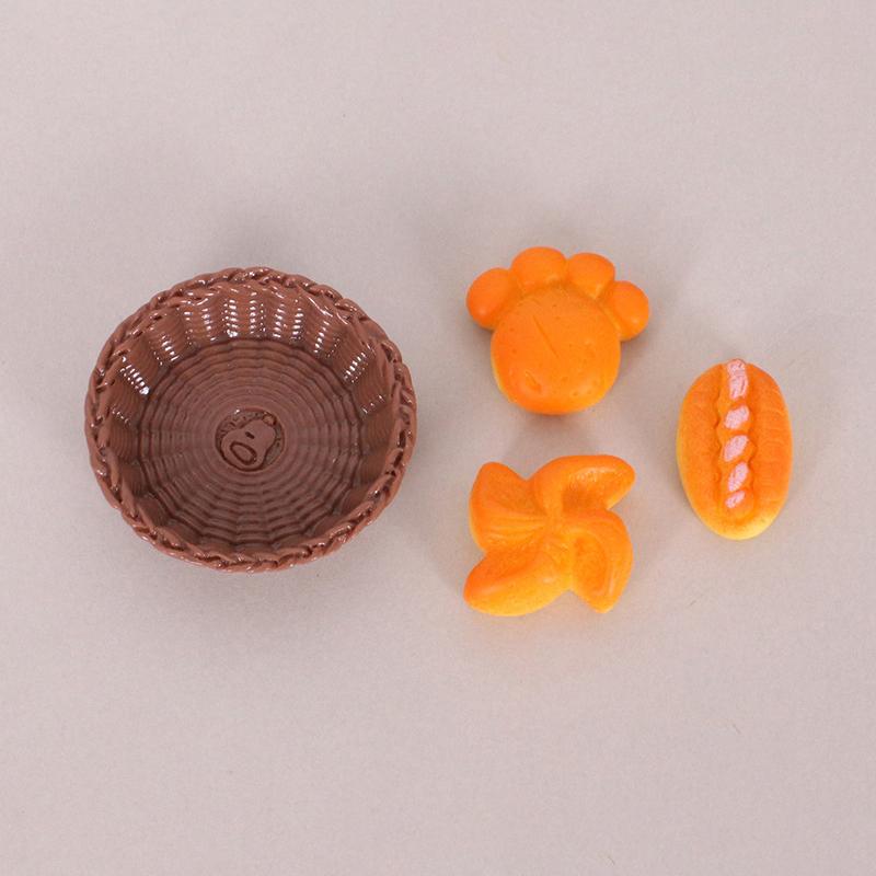 1/12 Dollhouse Simulation Mini Bread With Basket Model Dollhouse Kitchen Decoration Dolls House Dessert Shop Food Ornaments