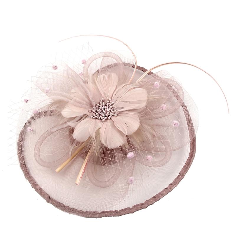 Feather Decorated with Mesh Veil Hat Outdoor Tulle Hair Accessory Fascinator For Weddings Special Occasion