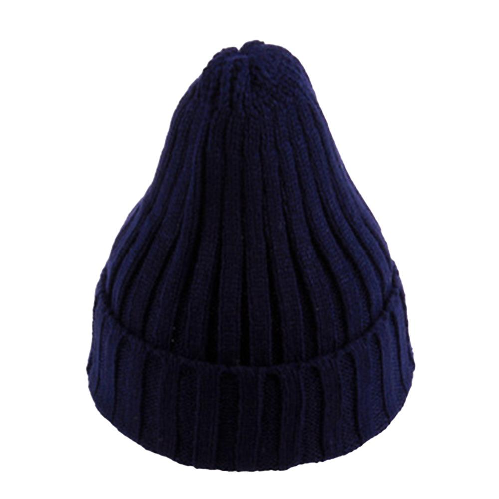 

Мягкая вязаная шапка однотонная хип-хоп кепка модные шапки-бини женские мужские темно-синий