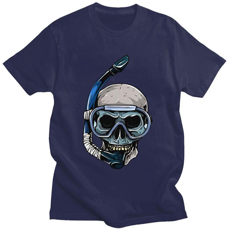 Custom Dive Diver Scuba Diving Skull T Shirts for Men Pure Cotton Tees Tshirt Short Sleeve Tshirt Clothes