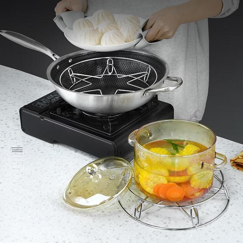 Étagère à casseroles de cuisine en acier inoxydable ZISIZ (Ensemble de 3)