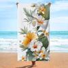 Elegant White Yellow Hibiscus Plumeria Beach Towel Tropical Fresh Floral Towel for Beach Lounger Pool Travel Decor