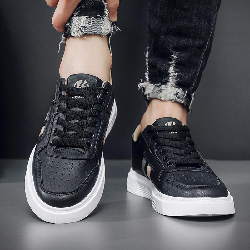 Fashion New Men's Leather Sneakers White Men Vulcanized Shoes Autumn Young Simple Popular Hard-wearing Lightweight Water Proof Flat Shoe