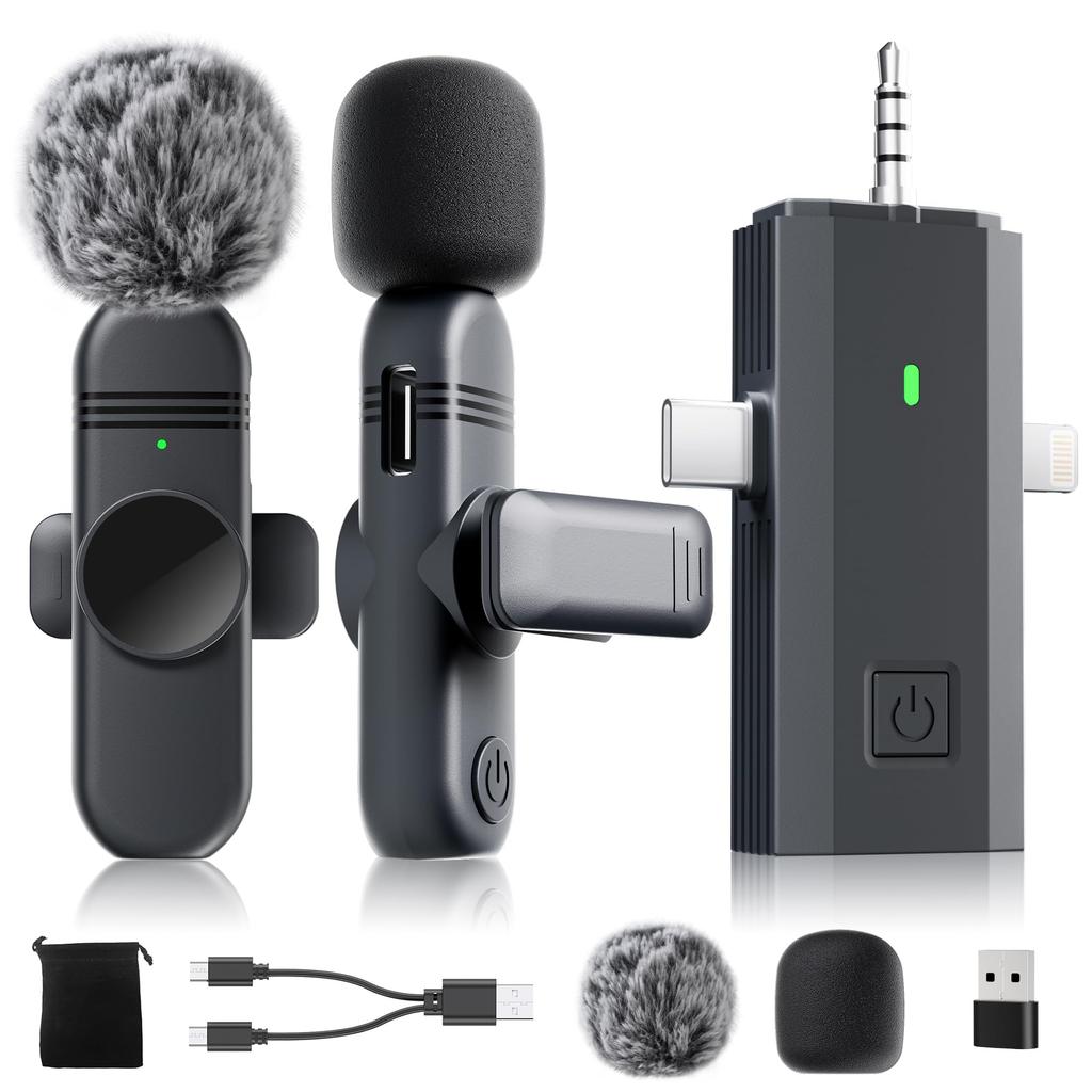 Zaahir Wireless Lavalier Microphone for iPhone iPad Android Camera PC Low Latency Noise Reduction 30m Range 9H Usage Vlog Streaming YouTube TikTok