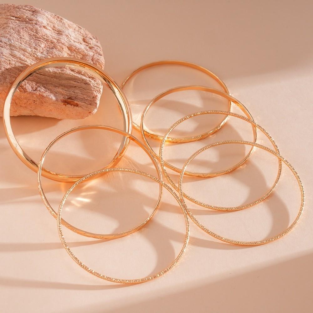 6Pcs/7Pcs Gold Silver Wide Open Bangle Set Europe American Style Minority Design Cuff Bangles Kit Alloy Jewelry Accessories