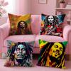 Reggae Music Bob MarleySinger Cushion Cover Pillow Case Soft Skin Friendly Fabric  Concealed Zipper