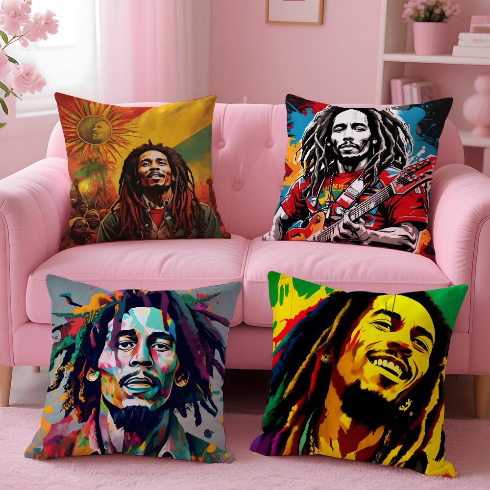 Reggae Music Bob MarleySinger Cushion Cover Pillow Case Soft Skin Friendly Fabric Concealed Zipper