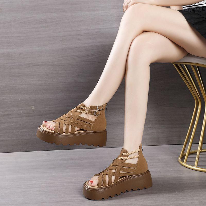 Thick-soled, Super Soft Woven Roman Sandals for Women, New Summer Style, Fashionable, Versatile, Casual, Open-toe, Dopamine-enhancing Sandals