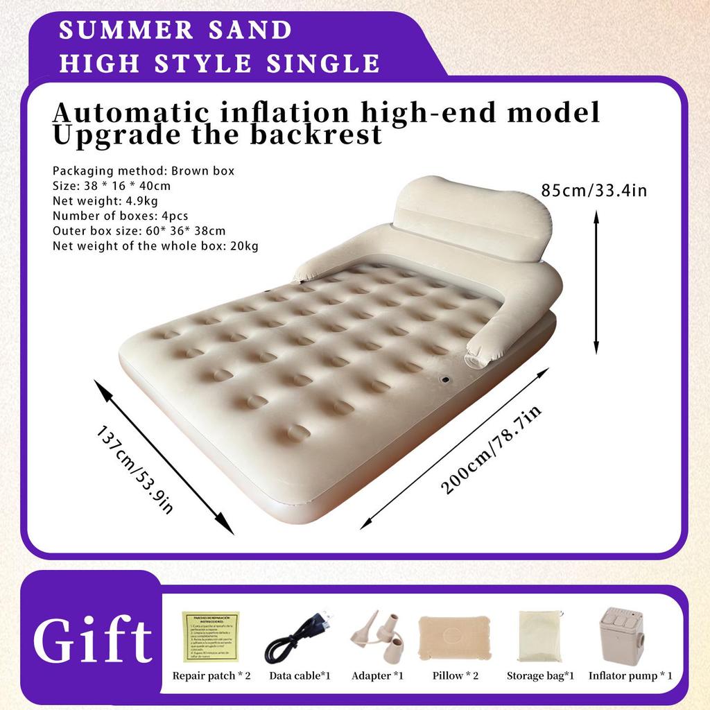 Inflatable Camping Mattress with Automatic Inflation - Lightweight Outdoor Air Cushion Bed for Tent