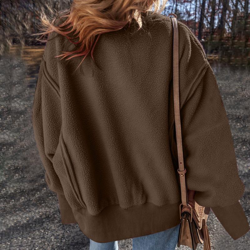 DAFIFY Damemote Uformelt ensfarget trykk vår høst med lange armer og lange ermer med o-hals