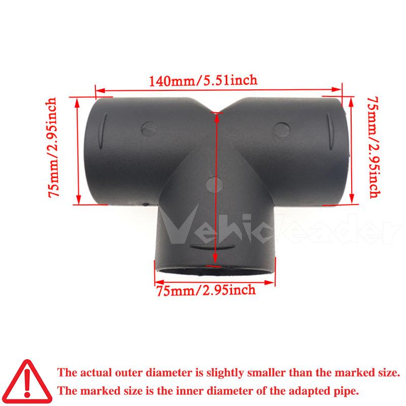42mm/60mm/75mm/90mm Parking Heater Exhaust T Pipe Connectors Air Vent Ducting Outlet Parts For Eberspacher Webasto