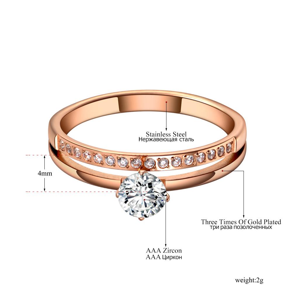 JeeMango Sparkling Design Titanium Stainless Steel Wedding Ring Rose Gold Color Mosaic CZ Crystal Party Ring For Women R19155