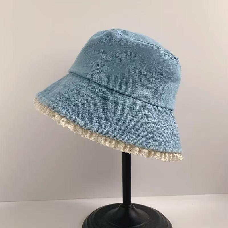 Retro Woman's Denim Bucket Hat, Korean Style, High-End, Versatile, Large Fit for Sun Protection and Slimming Effect