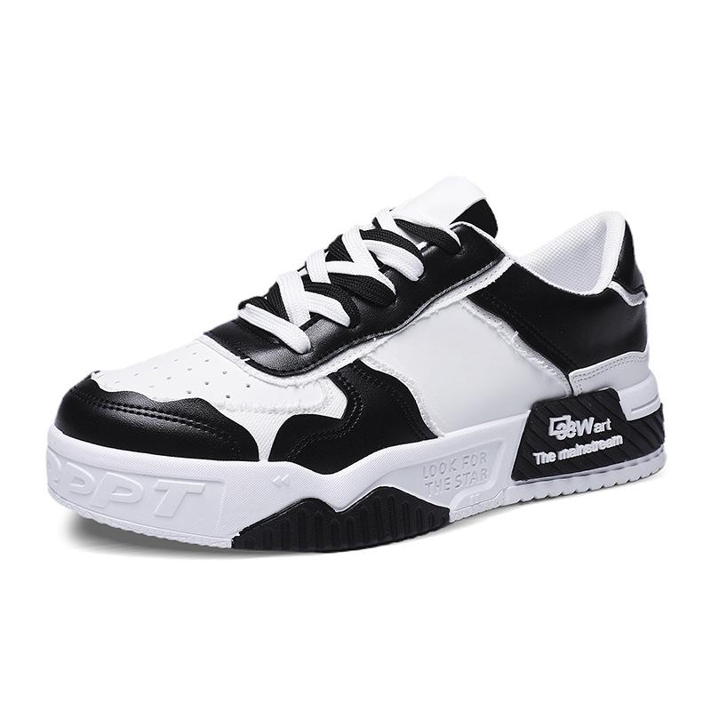 

Spring and autumn new trendy men s shoes sports casual shoes men s low-top color matching black and white board shoes student flats 44