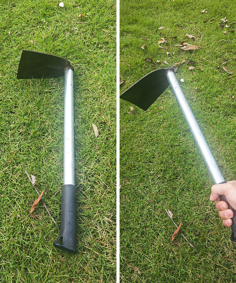 Manganese Steel Multifunctional Gardening Hoe for Weeding, Planting Vegetables & Flowers - Ideal for Outdoor, Dual-Use, Short Handle Farming Tool