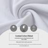 Women's White Cotton Short-Sleeve Ribbed T-shirt - Summer Round Neck, Breathable, Sweat-Absorbent, Slimming Fit