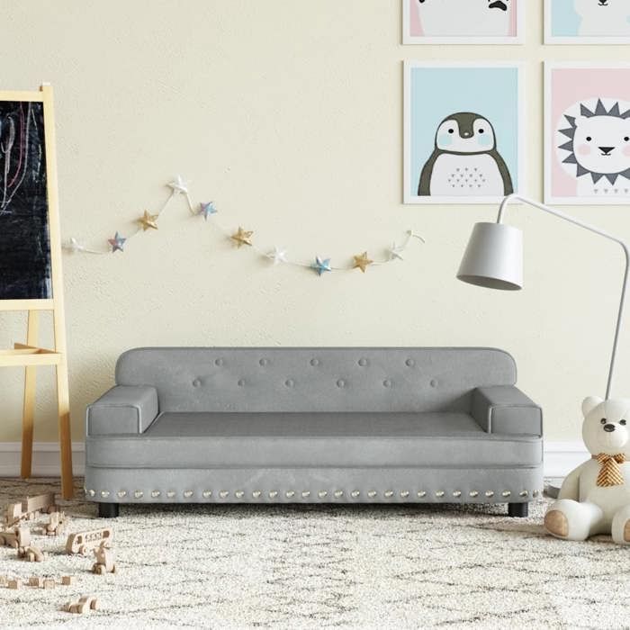 VidaXL Canapé pour enfants gris clair 90x53x30 cm velours 3196280