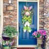 Easter Bunny Wreath Door Hanging Decoration - Cartoon Theme Artificial Plant Easter Front Door Decor
