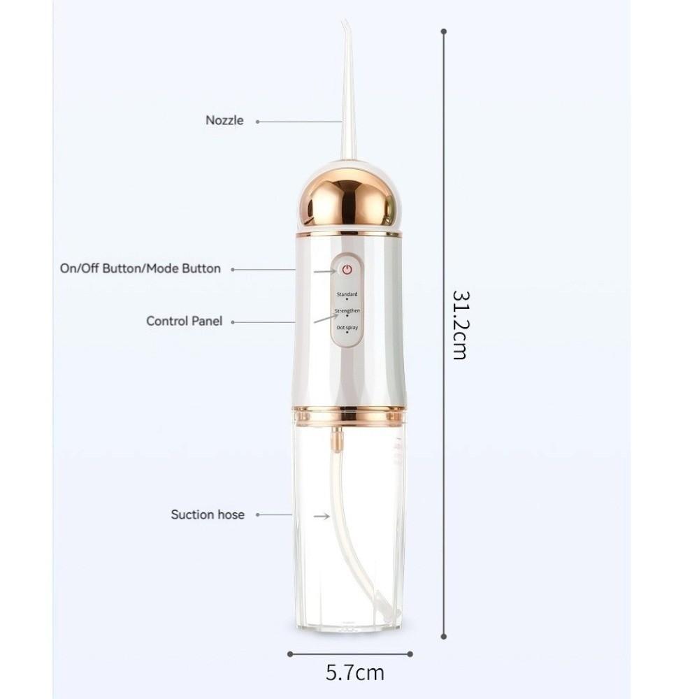 Tragbarer 3-Modus-Wasserstrahl-Zahnreiniger USB-wiederaufladbar Kabelloser Mundduscher Elektrischer Dental-Jet-Irrigator für Reisen
