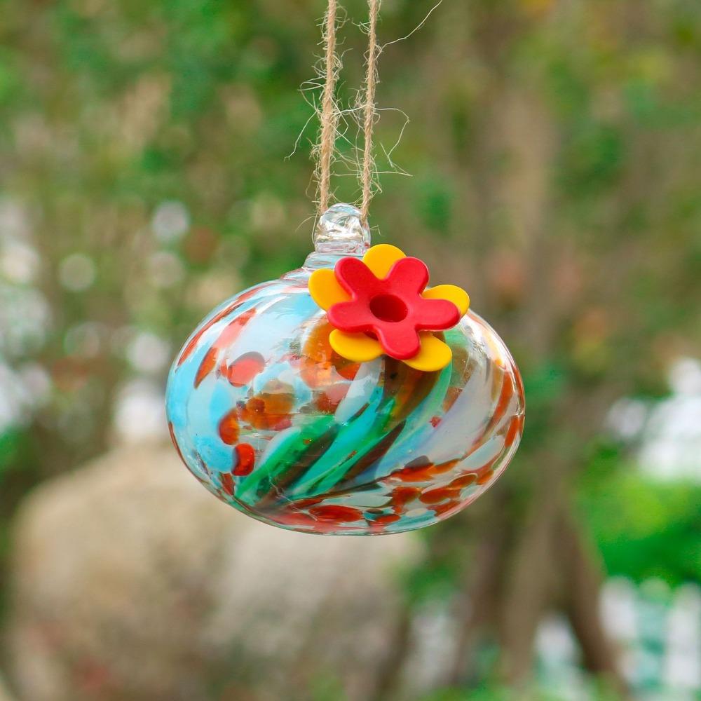 Droplet Shaped Bird Feeder Glass Ball Water Container Easy To Clean Hummingbird Feeder For Window