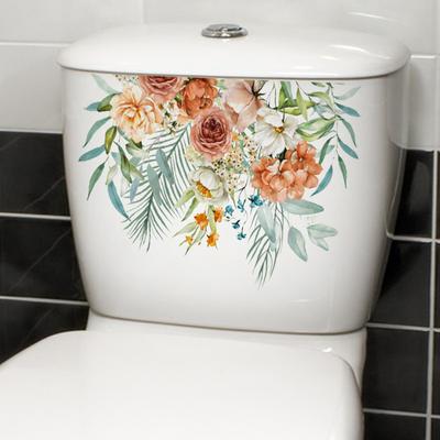 Green Plant Leaves Wall Sticker Self Adhesive Mural for Bathroom Toilet WC Closestool Flower Home Decoration Decals