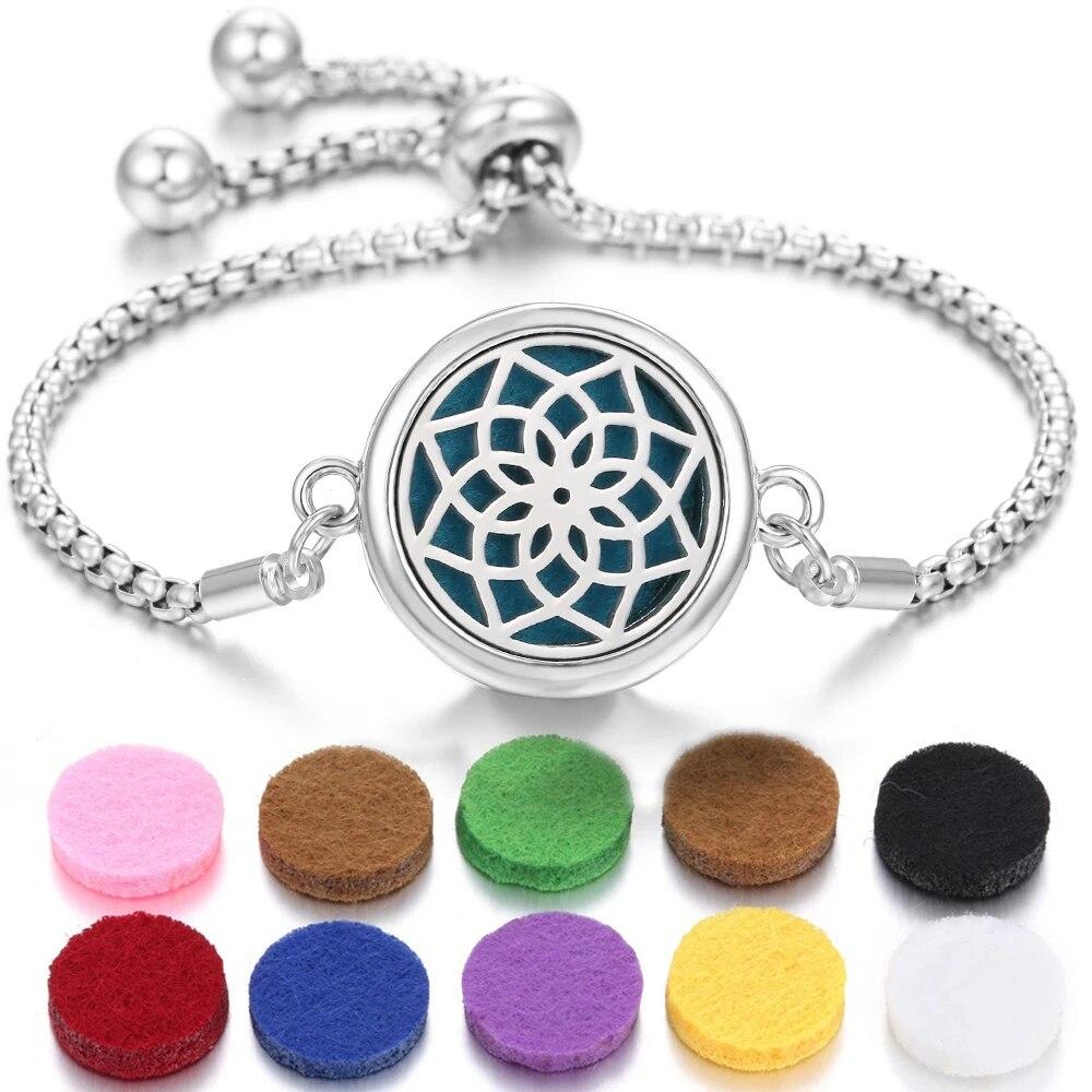 Neue Aromatherapie ätherisches Öl Diffusor Armband Edelstahl Zinklegierung Medaillon Armbänder Aroma Diffusor Parfüm Armband