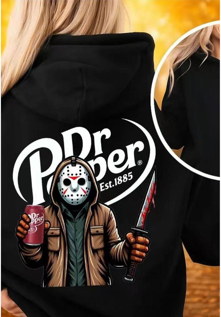 Unisex Trendy European-American Loose Letter Print Hooded Sweatshirt