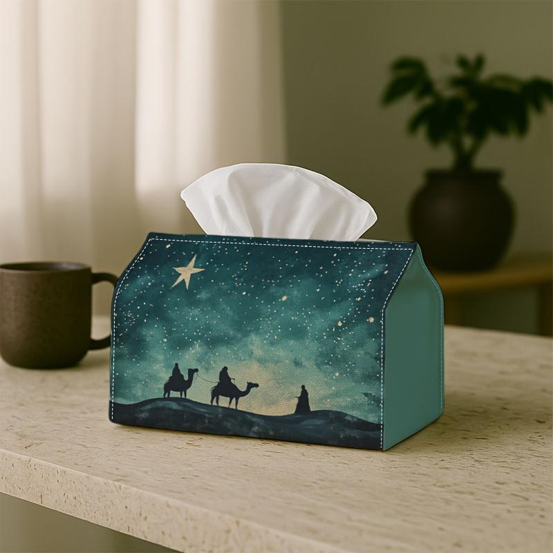 1pc Mystical Surreal Dreamy Tissue Box - Starry Night Camel Silhouette - Holiday Parties & Home Decor, 17.02*25.91 Cm, Party Decorations, Suitable for