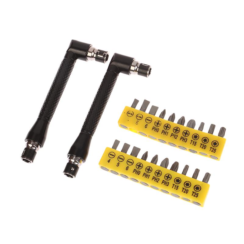 L-förmiger 1/4 Sechskant-Schraubendreherbit 90 Grad Doppelkopfgriff Schwarz 6,35 Schraubenschlüssel 10-teiliges Gelbes Klebeband Schraubendreherbit Werkzeugset