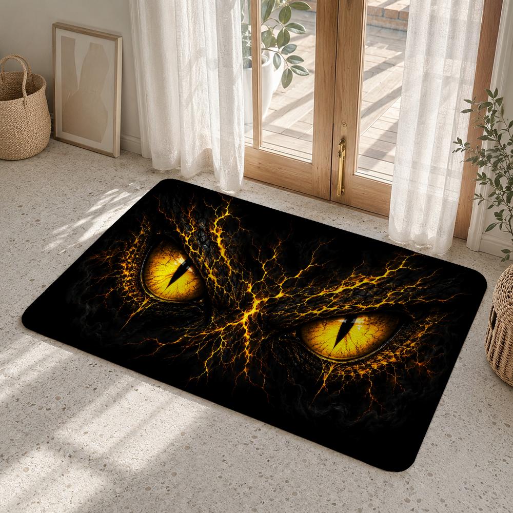 Cartoon Yellow Energy Eye Floor Mat Flannel Rug Non Slip Absorbent Soft Washable For Entryway Hallway Bathroom Kitchen Decor