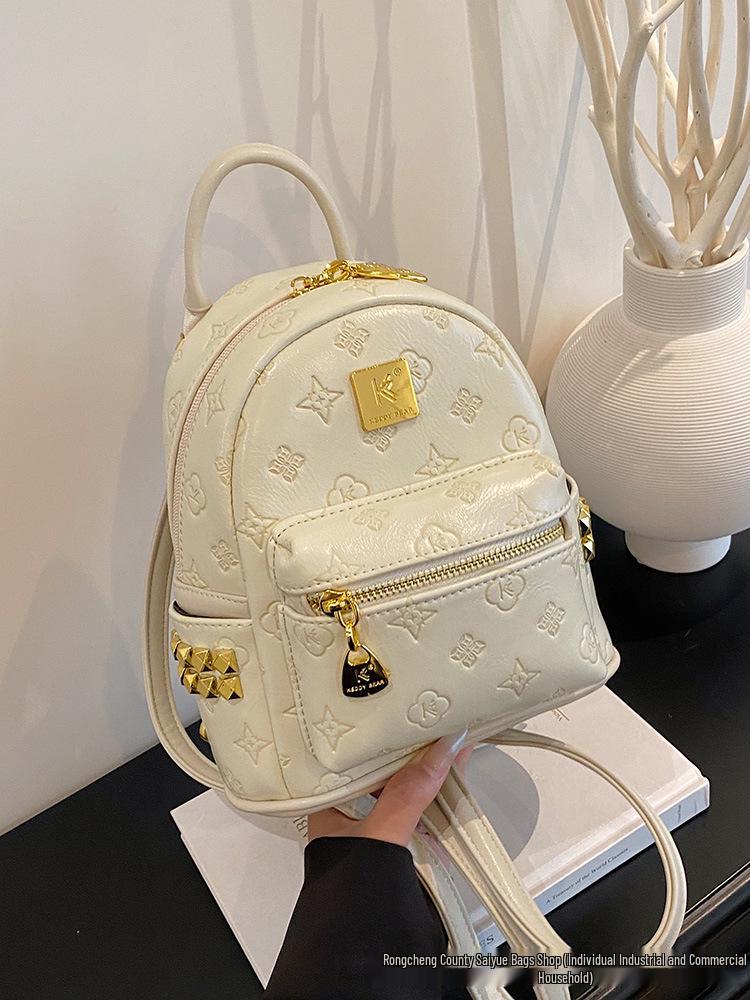 

Женский рюкзак в стиле ретро с цветочным принтом - Французский нишевый дизайн для путешествий Small белый