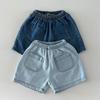 Korean Version of Short Sleeved Denim Shirt + Shorts Set for Boys and Girls Summer Fashionable Two-piece Set