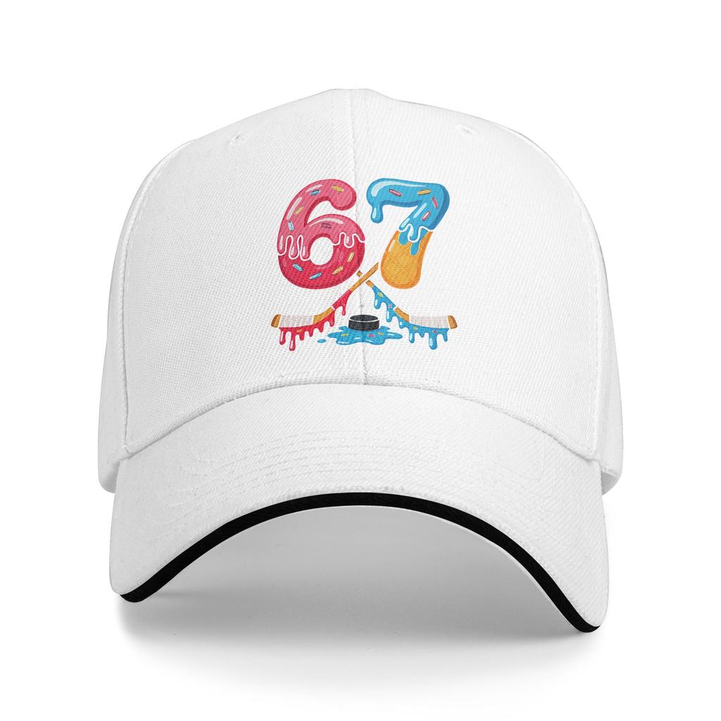 Summer Casual Baseball Cap Hockey Number 67 Donut Ice Cream Birthday Hiking Fishing Trucker Hat For Men Streetwear Baseball Caps
