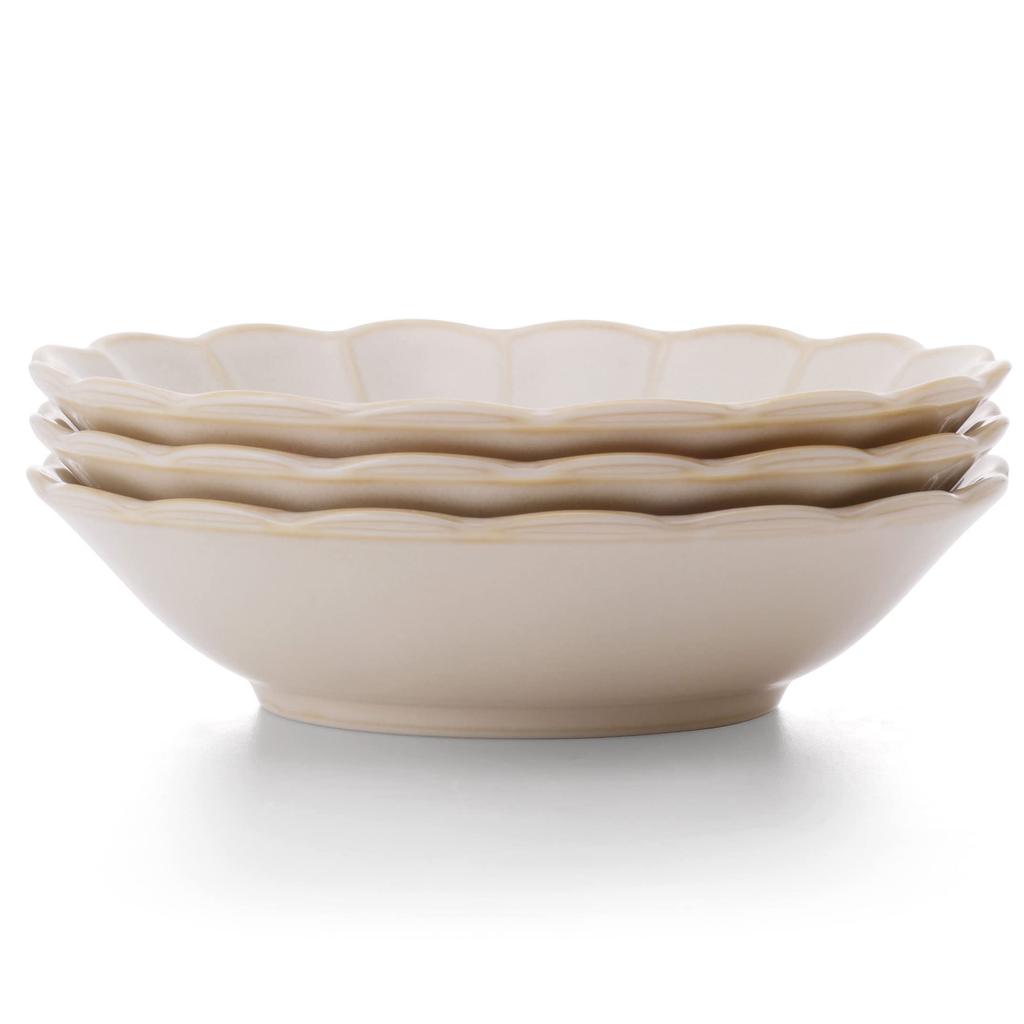 Yamago Ceramics Plate Deep Dish Stylish Stylish Cute Mino Ware Ring Flower Unofu Pot of Beige Set (Set 3)