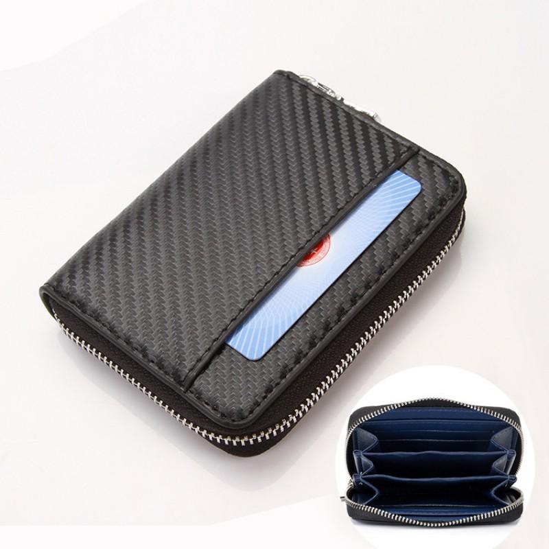 Men's Wallet Popular Carbon Fiber Pattern Short Zipper Change Purse