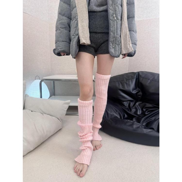 70Cm Thick Thread Vertical Knitting Knee Socks Cover, Warm And Thickened Stacking Stockings, Small Sweet Potato Popular Leg Guards And Leg Covers