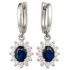 Women' Silver Long Sapphire Earrings with Cubic Zirconia Perfect for a Gift Silver 925