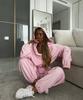 Amazon Casual Suit Women's European and American Street Style Long-sleeved Hooded Cardigan Elastic Trousers Two-piece Set