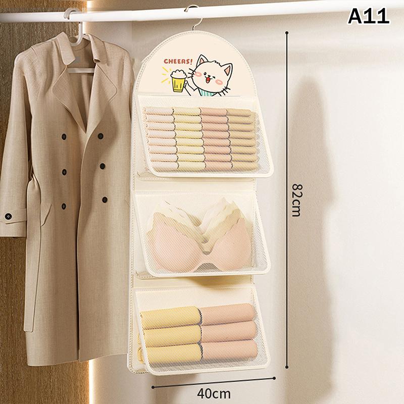 Mesh Storage Bag 1/2/3 Layer save Space Underwear Socks Organizer Breathable Wardrobe Closet with Clothes Hanger forOrganization