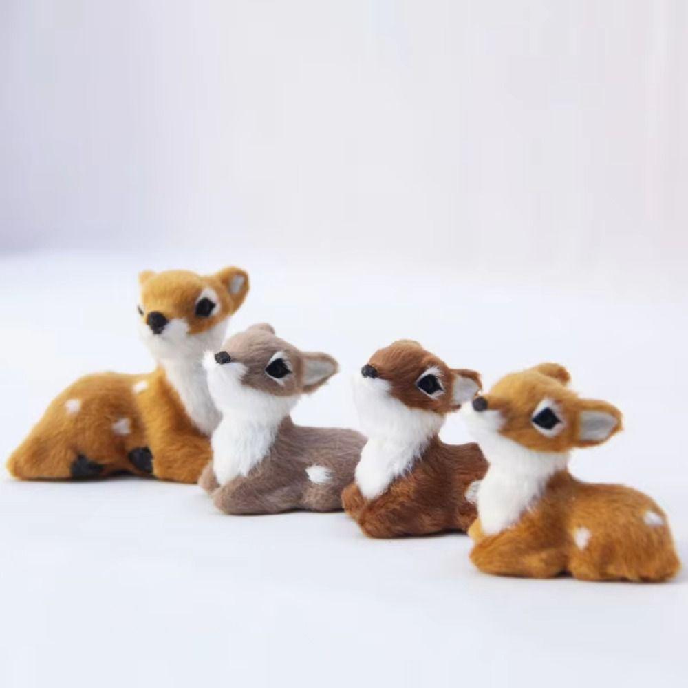 Grey Brown Imitation Sika Deer Mini Style Animal Model Figurine Fairy Garden Miniatures  Home Decor